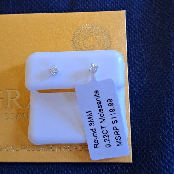 Moissanite Stud Earrings - Picture 2 of 3